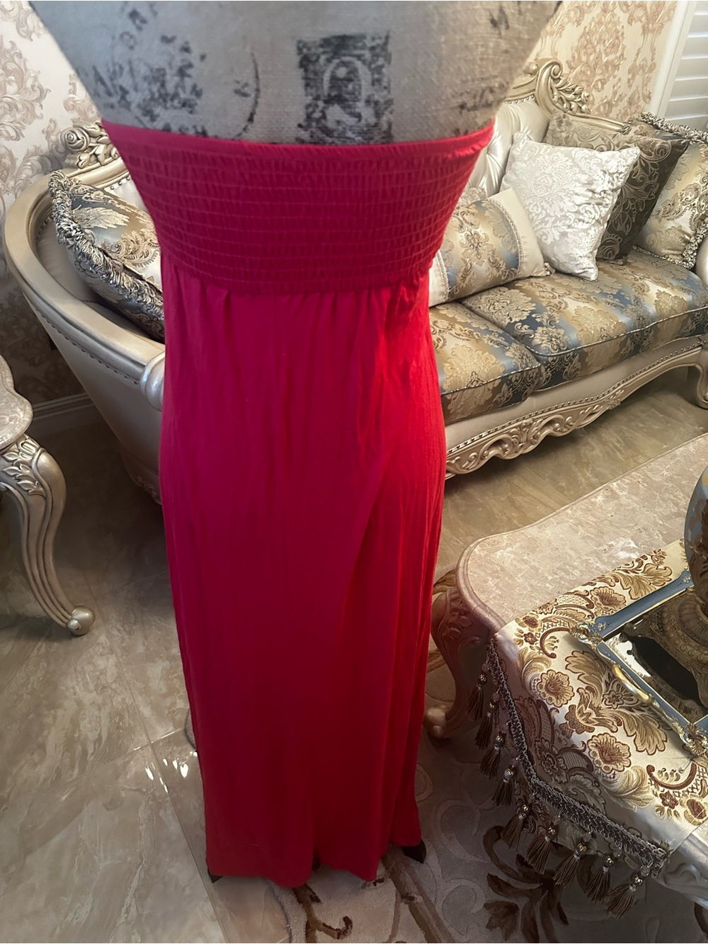 MCM Strapless Ruched Bust Maxi Dress in Fuchsia - Picture 5 of 8